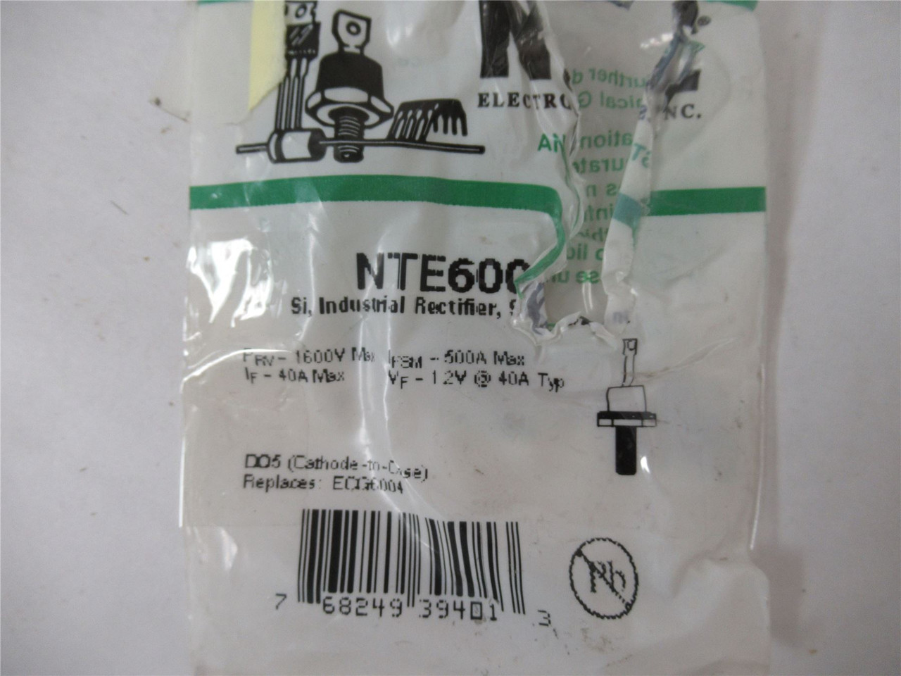 NTE Electronics NTE60043; Rectifier Diode 1600V 40A 5 Cathode