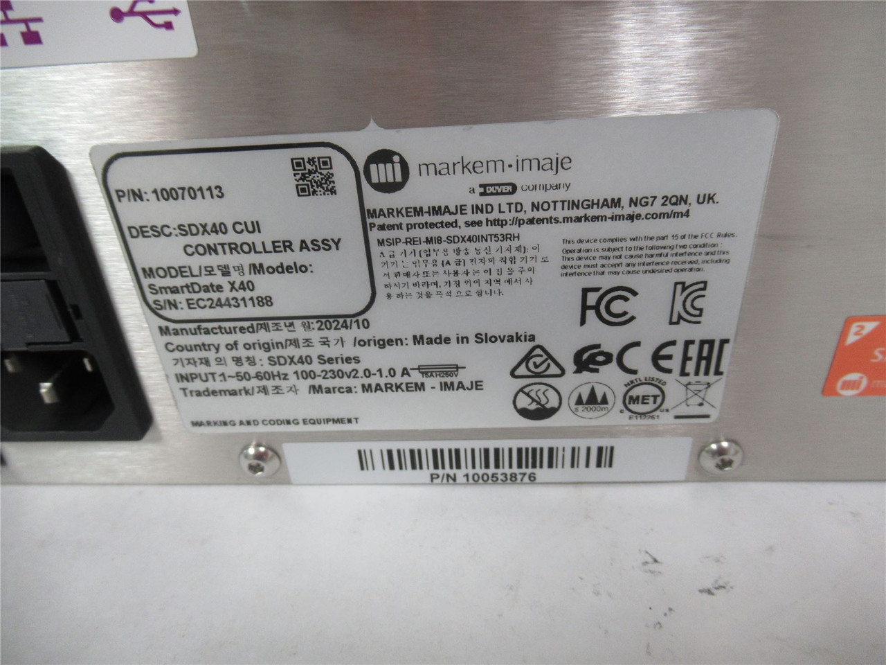 Markem 10070113 - 10053876; SDX40 CUI Contoller Assy