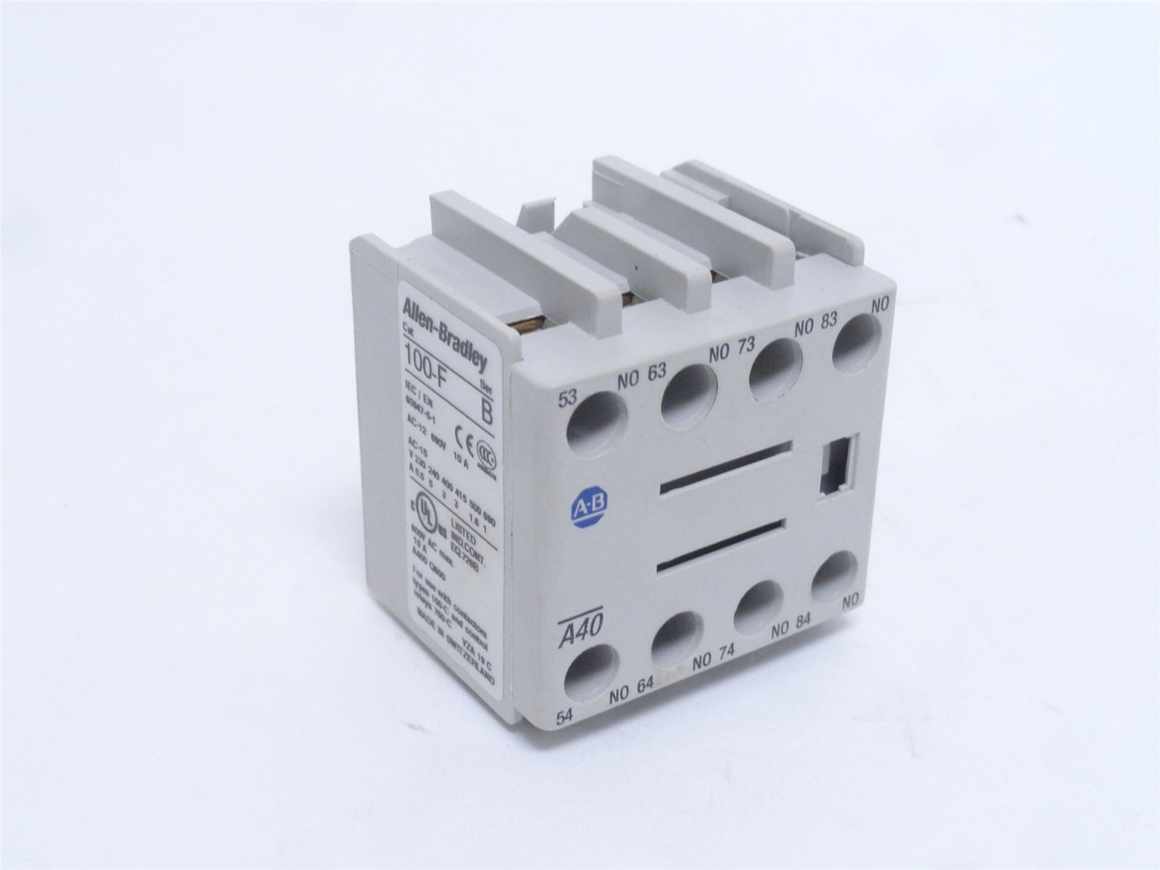Allen-Bradley 100-FA40; Aux-Contact Block; 4-NO; 10A; 600VAC