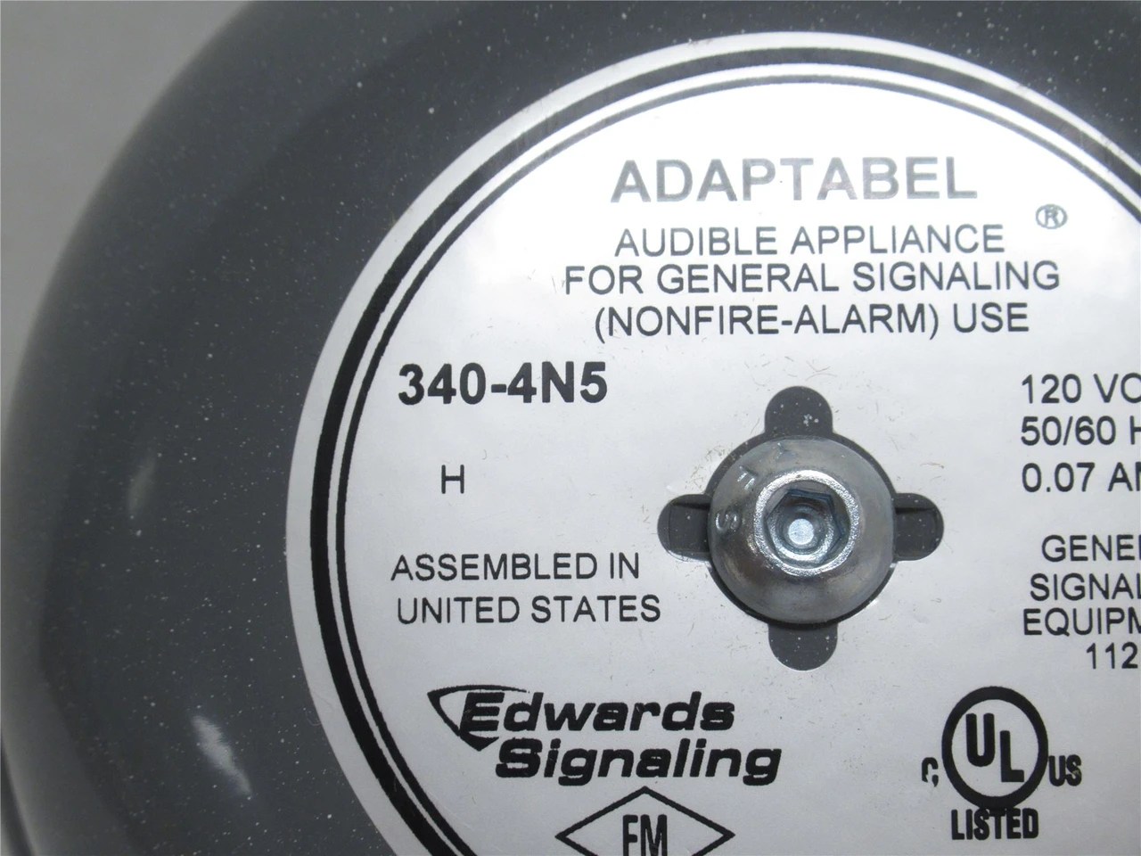 Edwards 340-4N5; Alarm Bell; 120VAC; 0.062A; Size: 4"; 88dB