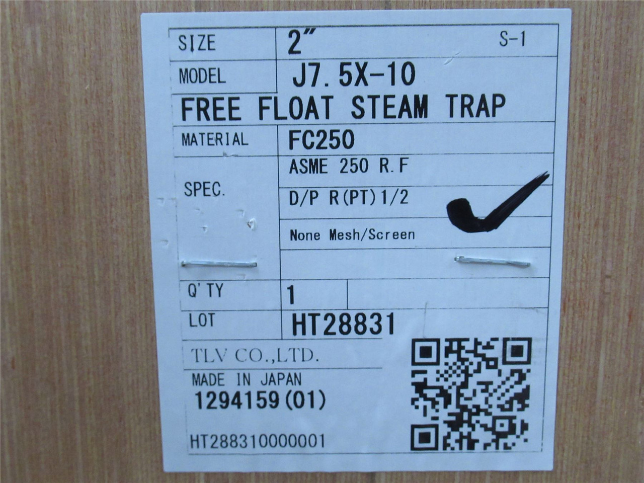 TLV J7.5X-10-2"; Cast Iron Free Float Steam Trap Size: 2"