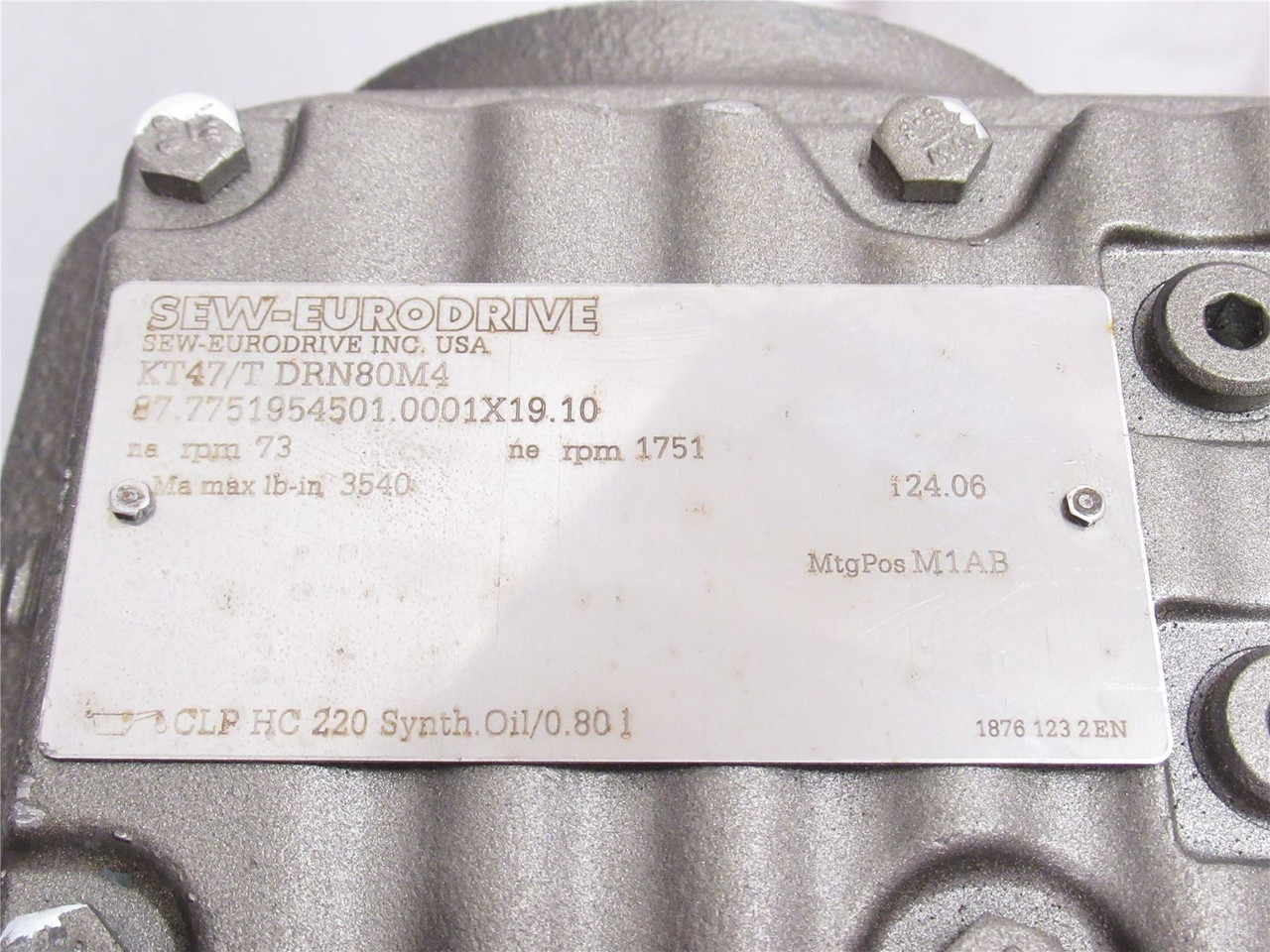 SEW KT47/TDRN80M4; Gearmotor; 24:1 Ratio; 1HP; 230/460VAC