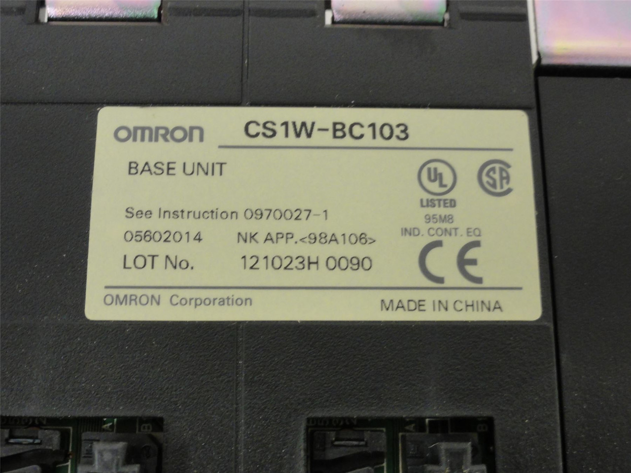 Omron CS1W-BC103; Backplane Base Unit; CS1 CPU; 10 slots