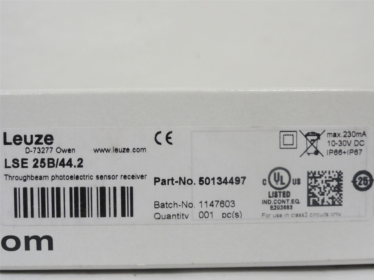 Leuze LSE 25B/44.2; Photo Sensor Receiver; 10-30VDC; 230mA