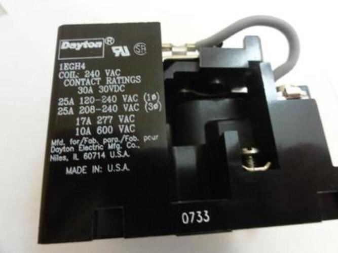 Dayton  1EGH4; Power Relay 240 Coil Volts; 30A 30VDC