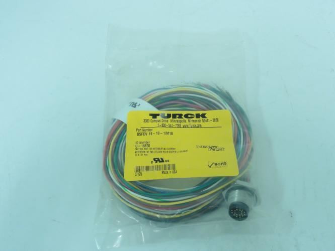 Turck BSFDV 19-19-1/M18; Male Receptacle; 30VAC/DC; 1M Length