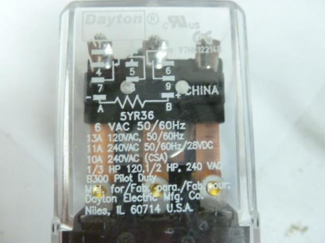 Dayton 5YR36; Relay; 11 Pins; 3PDT; Coil 6VAC