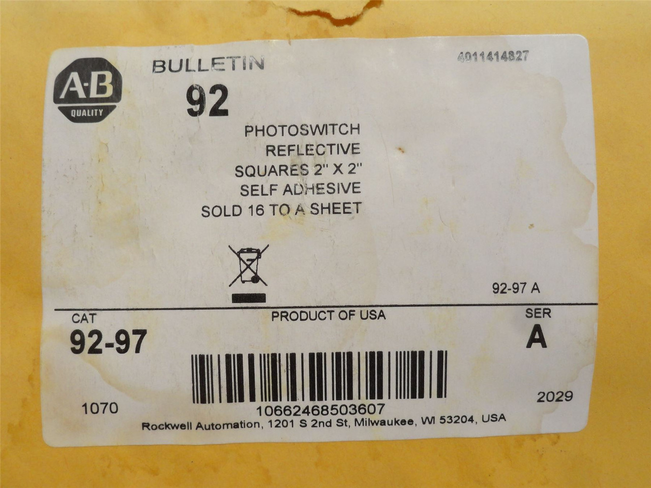 Allen-Bradley 92-97; Lot-56; Photo Sensor Reflectors 1-7/8" OD