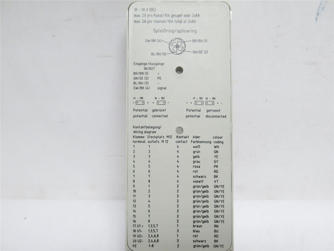 Weigmuller 180454 0000; Hood Distribution Box; 10-30VDC