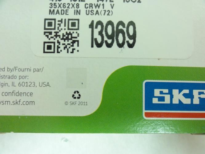 SKF 13969; Oil Seal; 35mm ID; 62mm OD; 8mm W