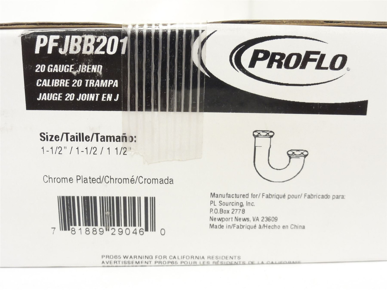 ProFlo PFJBB201; Chrome Plate Brass J-Trap; Size: 1-1/2"