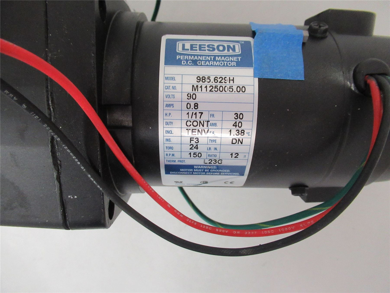 Leeson M1125005.00; DC Motor 1/17 HP 150 RPM 90VDC 12:1 Ratio