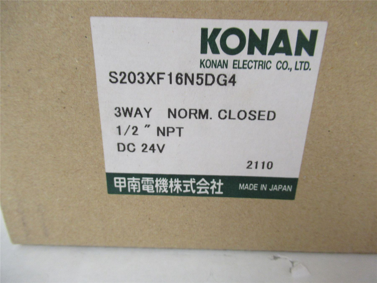 Konan S203XF16N5DG4; Solenoid Valve 3Way 1/2" NPT DC24V