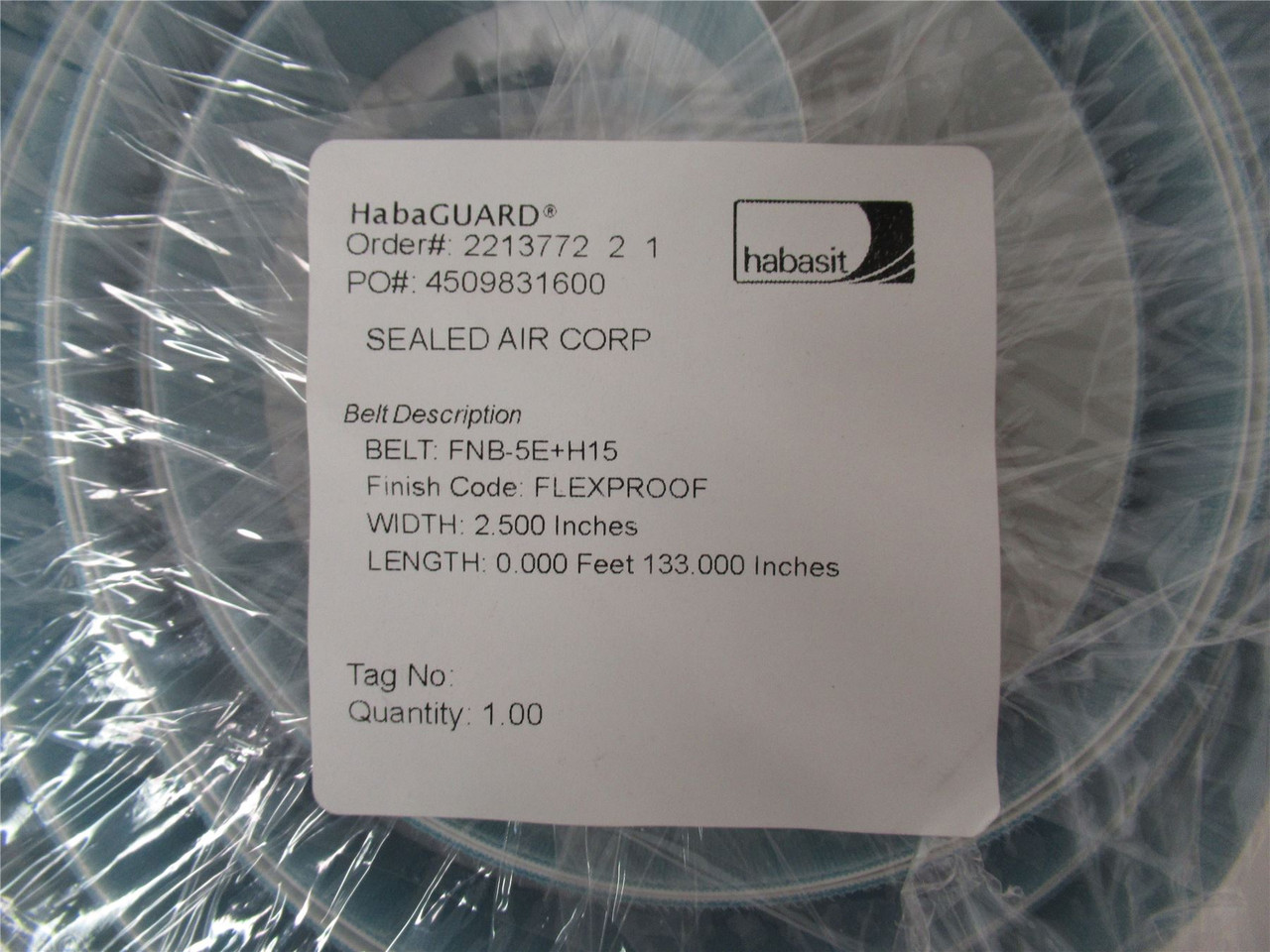 Habasit FNB-5E+H15; Antimicrobial Belt 2.5" Width 133" Length