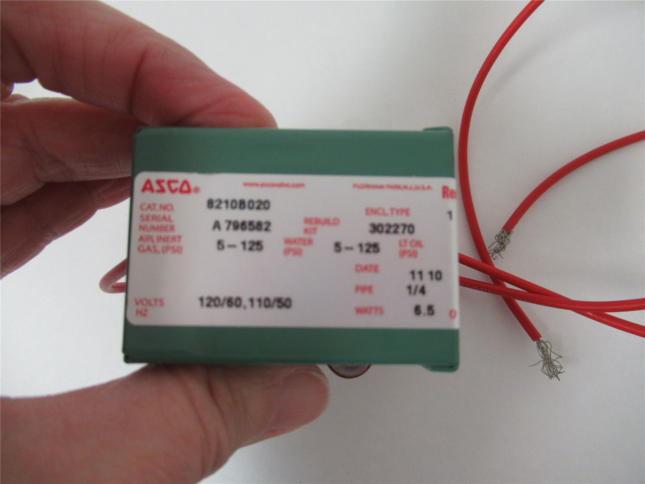 Asco 8210B20; Solenoid Valve 120/60 5-125 PSI 1/4"