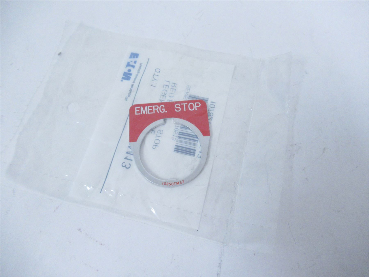 Eaton 10250TM13; Legend Plate - "EMERG. STOP"