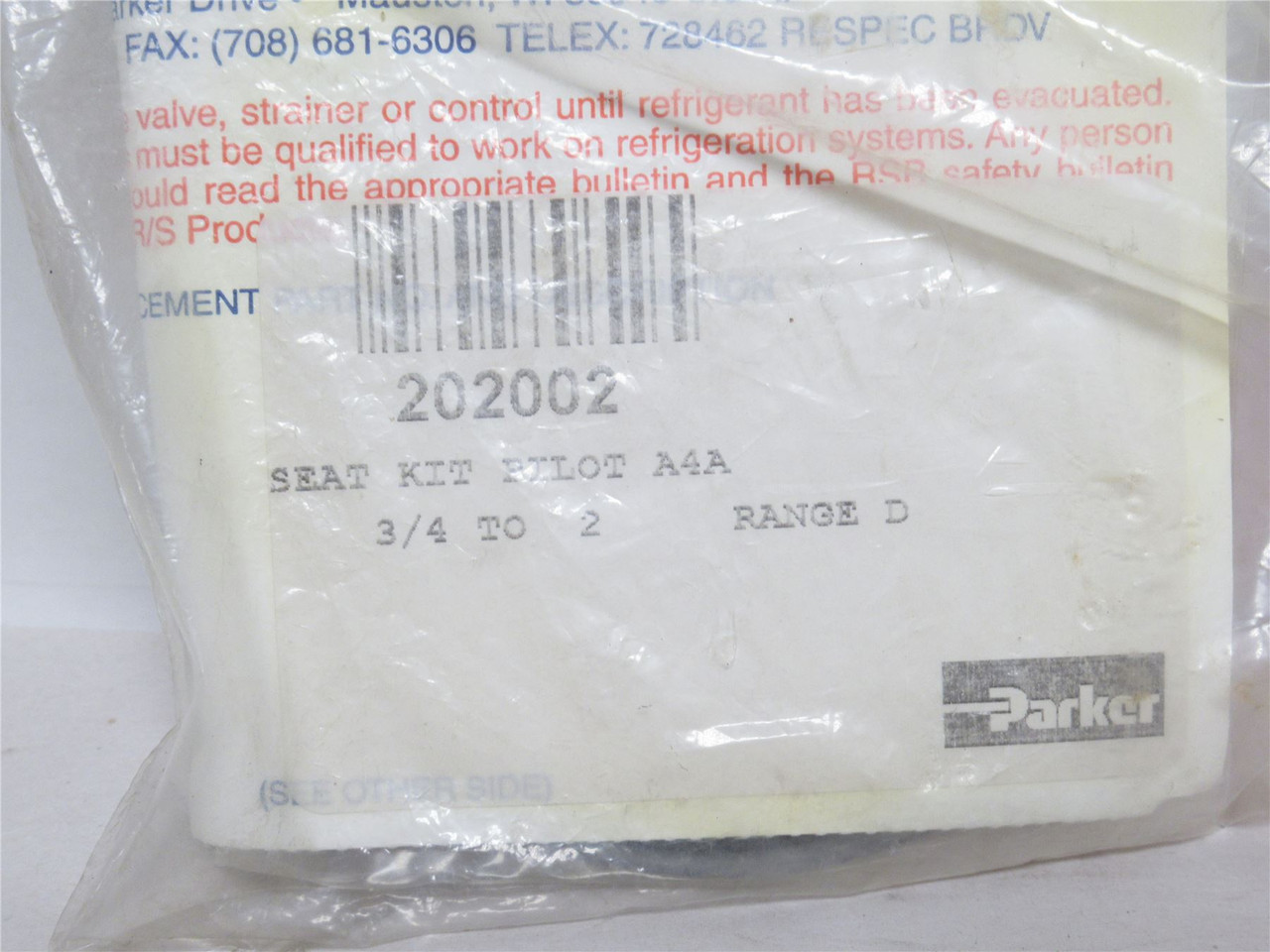 Parker 202000; Pilot Seat Kit A4A; Size: 2"