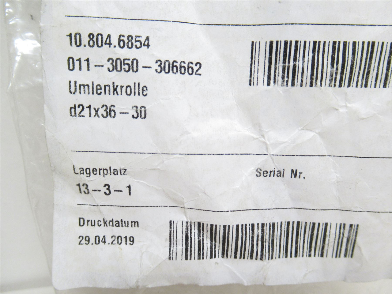 Multivac 108046854; Deflection Roller; 21mmID x 30-36mmOD