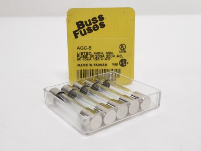 Bussmann AGC-5; Box-5; Fast Acting Glass Fuse 5A; 250VAC