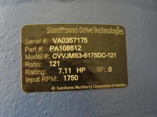 Sumitomo CVVJMS3-6175DC-121; AC Gearmotor 121:1 Ratio; 230/460V