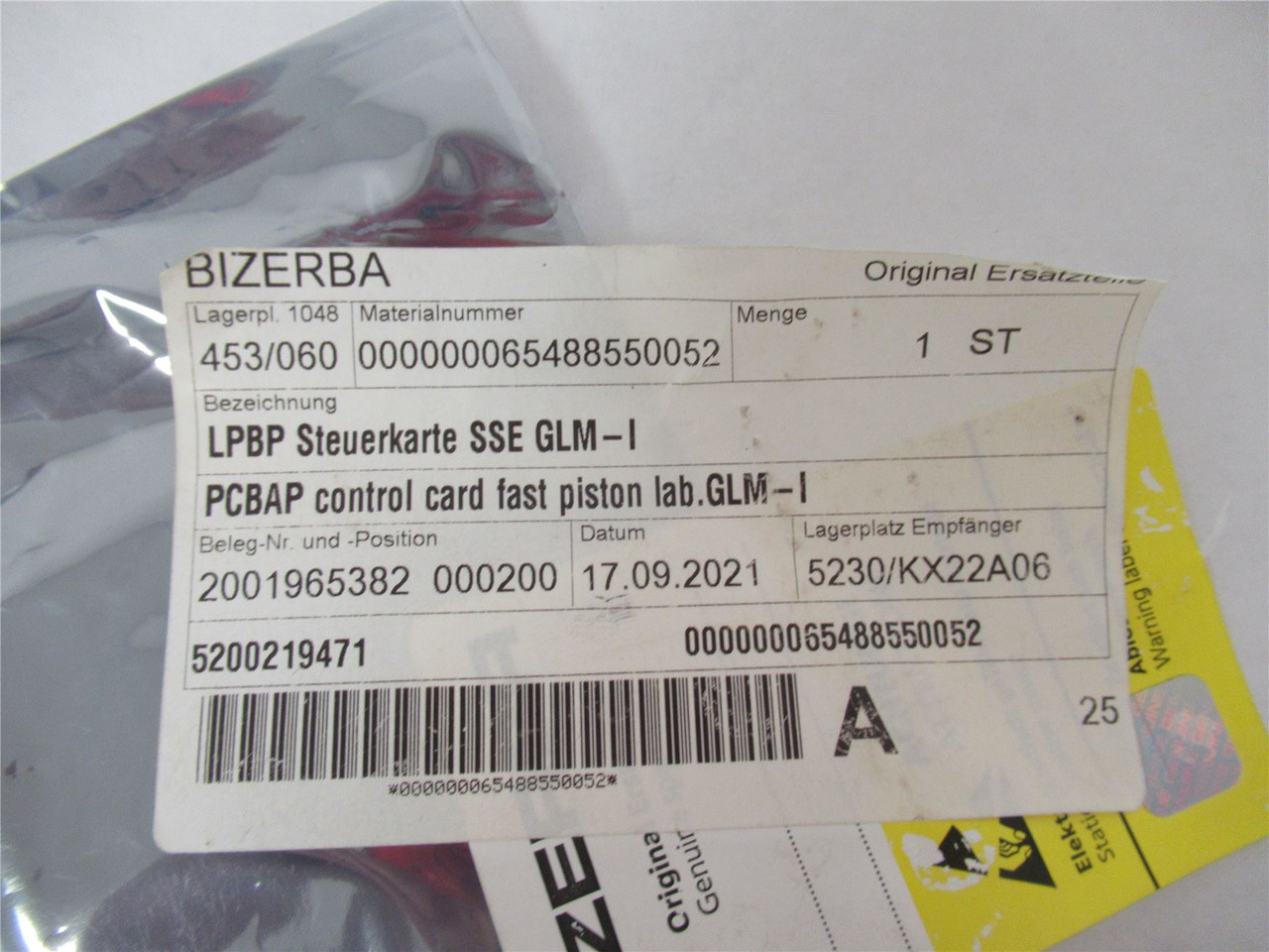 Bizerba 65488550052; Control Card Assembly Bizerba