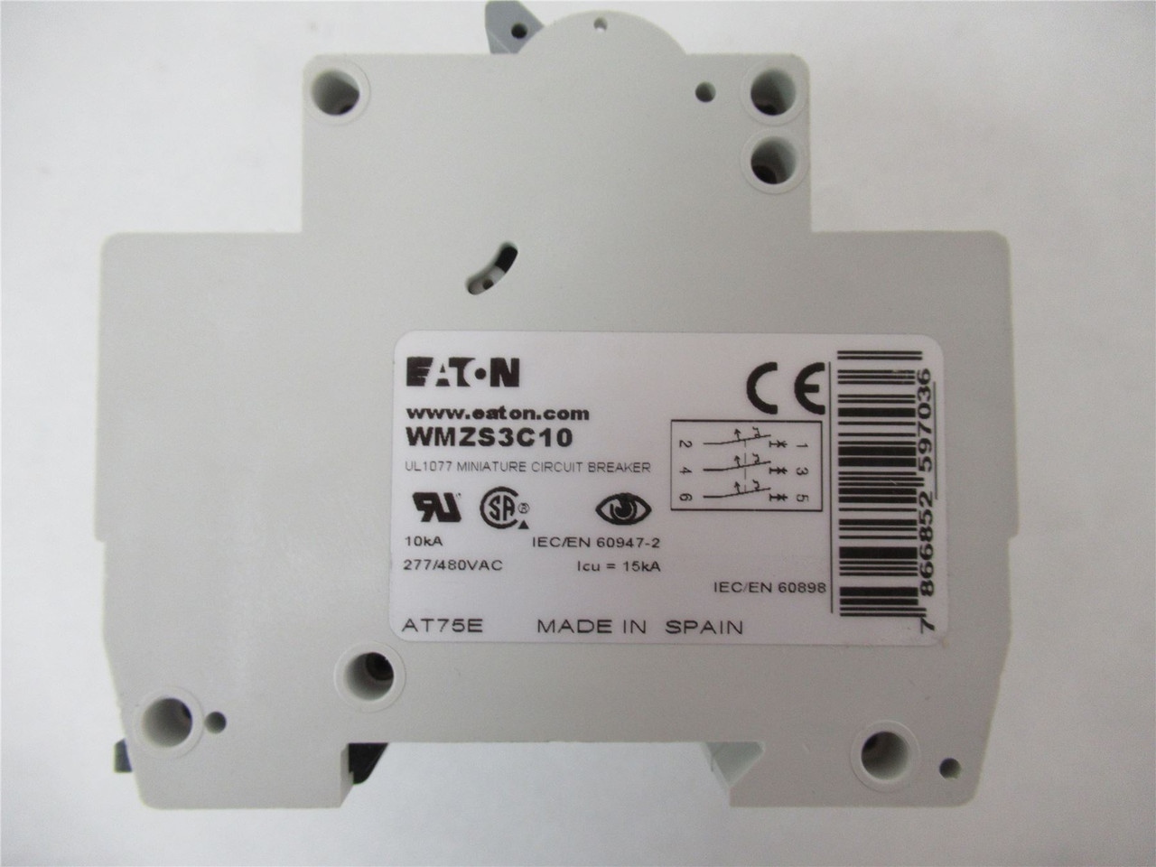 Eaton WMZS3C10; Circuit Breaker 10A 3P 480VAC 125VDC