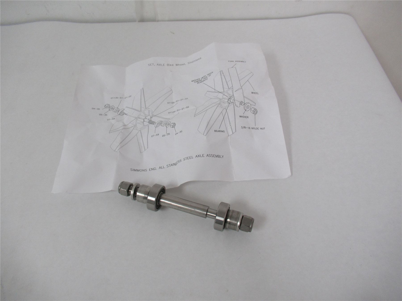 Simmons  11355121; Set Axle Bike Wheel Assembly SS