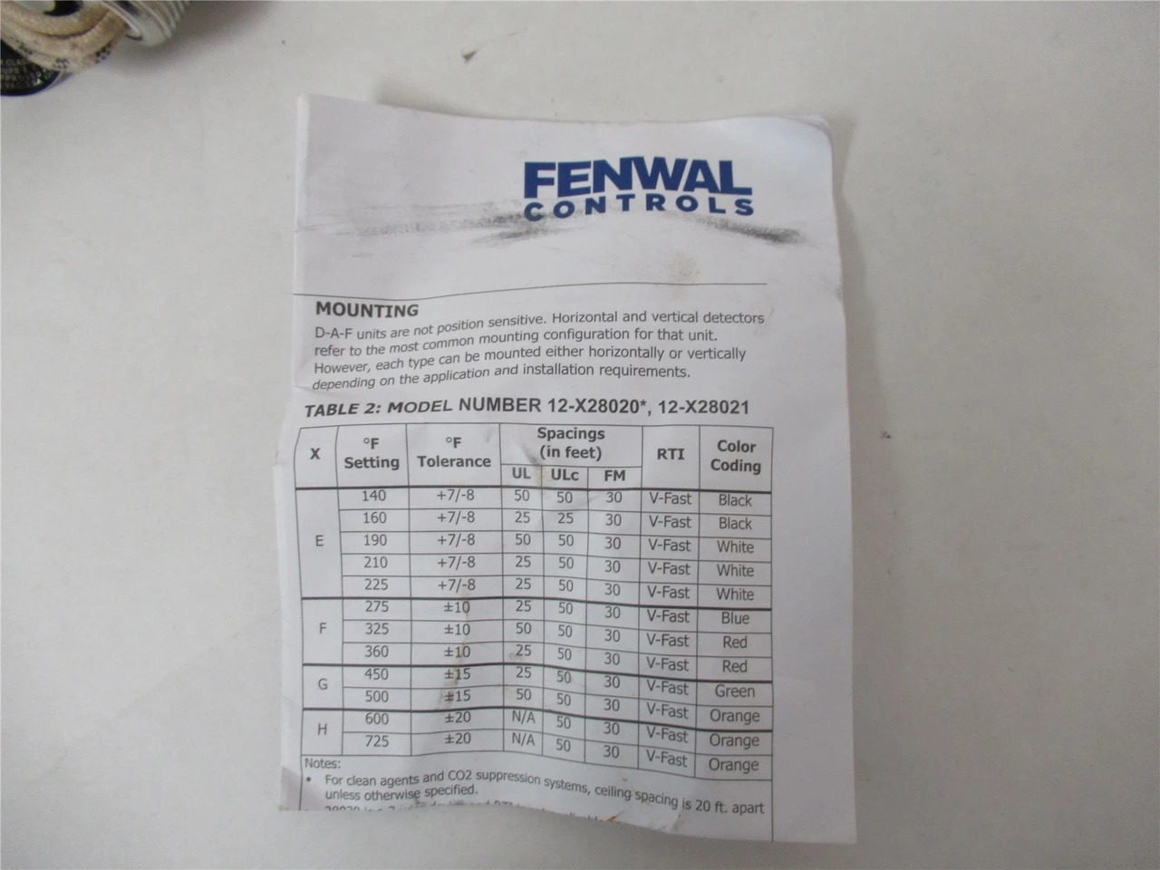 Kidde Fenwal 28021-5; Fire Detector VerticalDAF SS 600Degrees