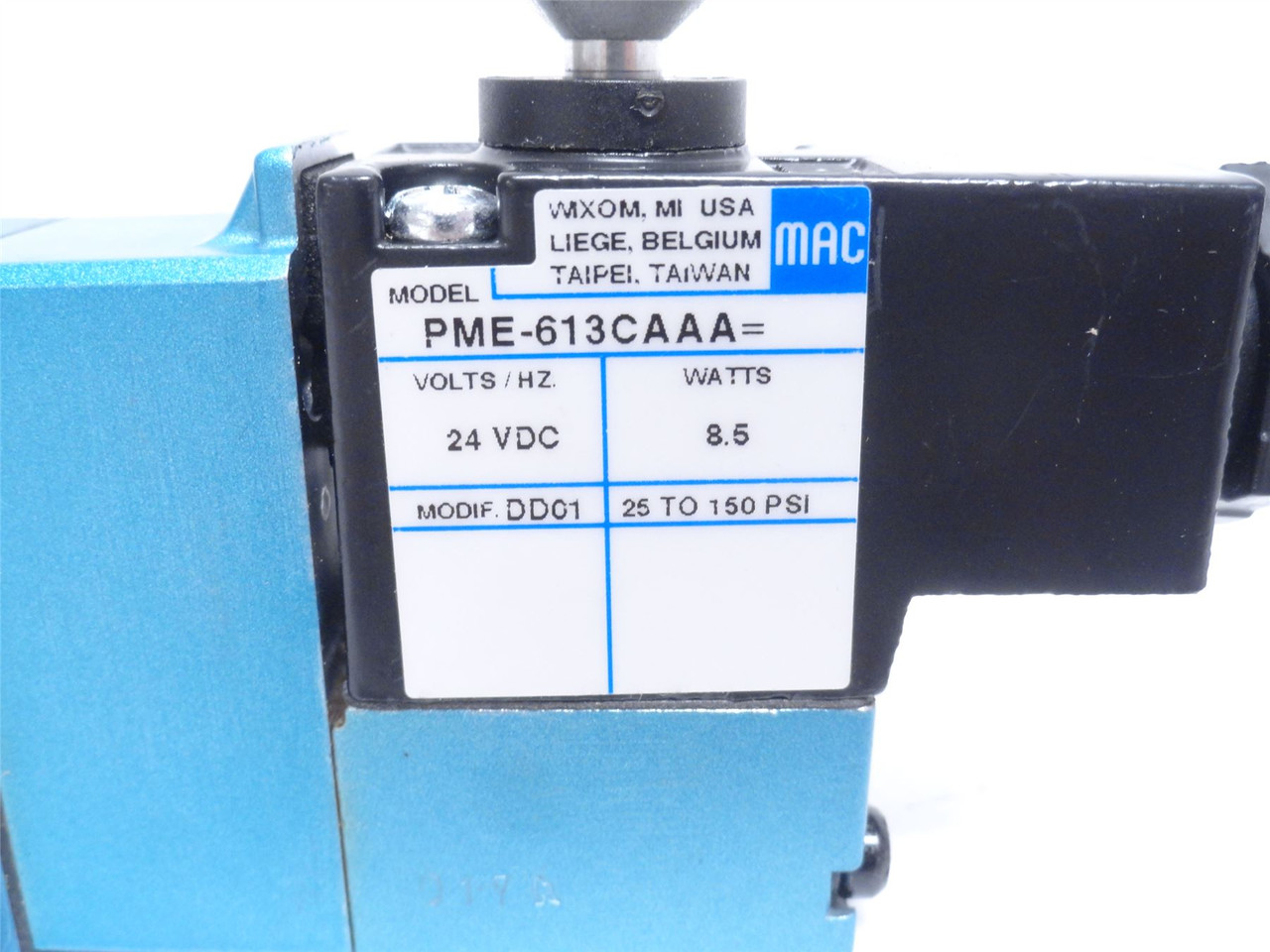 MAC 811C-PM-613CA-152; Solenoid Air Valve; 20-150PSI; 24VDC
