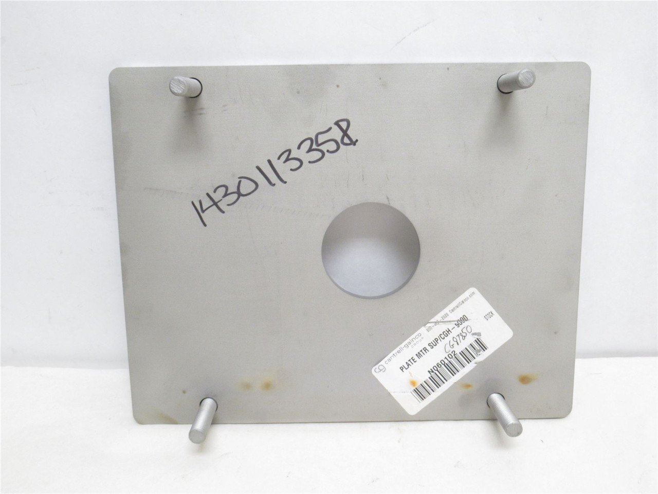 Cantrell N060102; Motor Support Plate; SS; CGH-9000