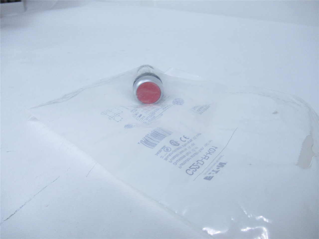 Eaton C22-D-R-K01; Pushbutton- Red/Silver Bezel
