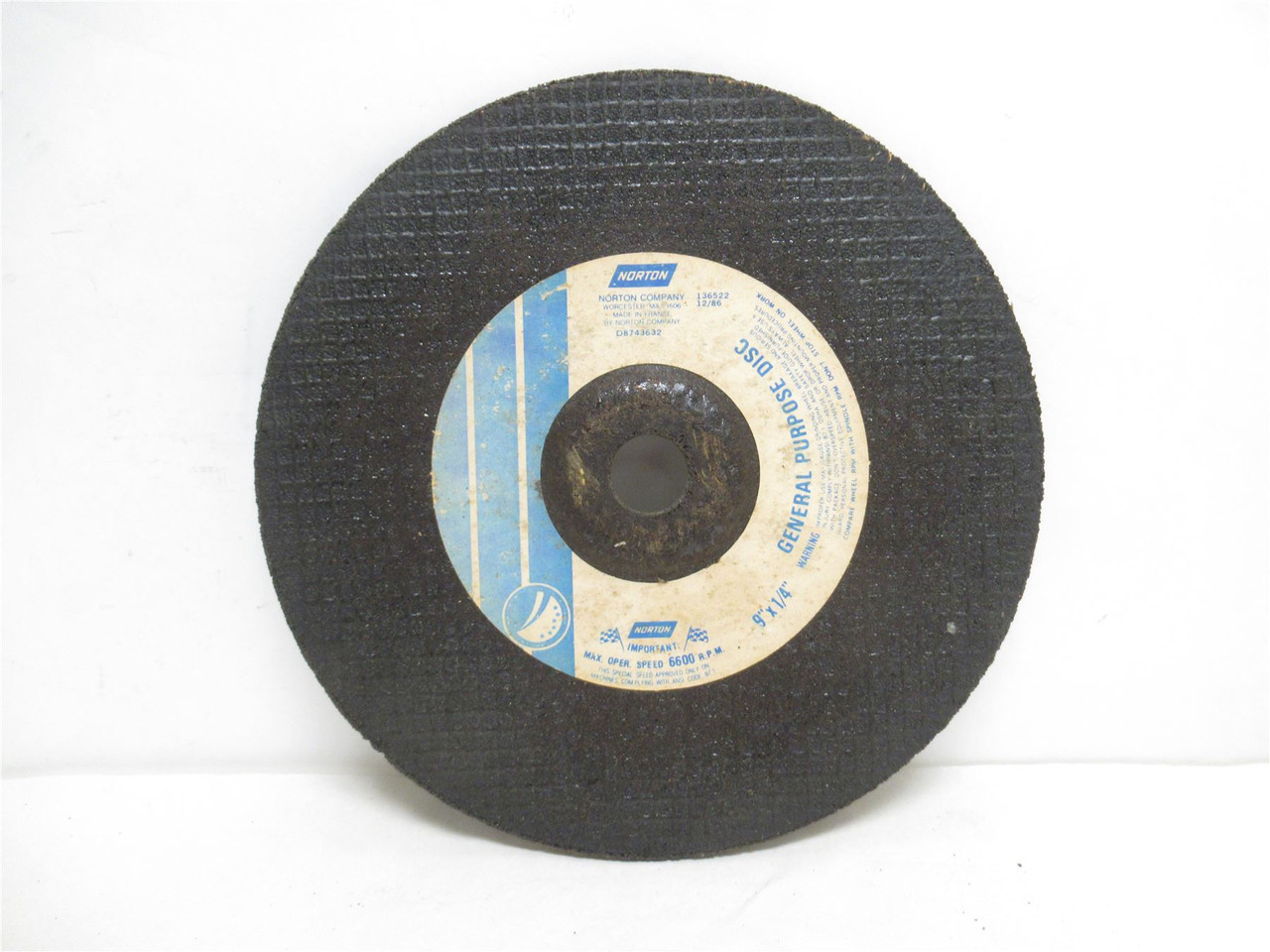 Norton 136522; Depressed Center Wheel; 9" OD; 7/8" Arbor