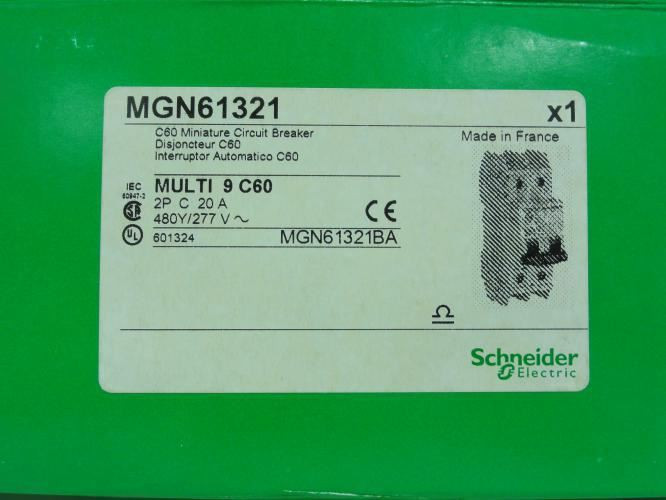 Schneider MGN61321; Mini Circuit Breaker; 2P; 20A; 277/480V