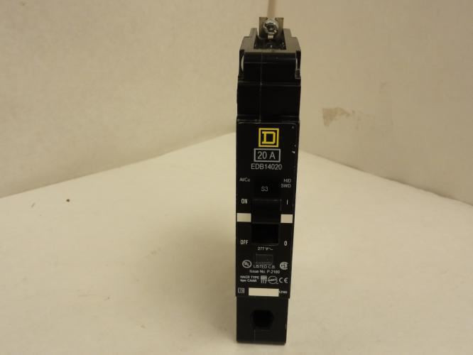 Square D EDB14020; Circuit Breaker; 20A; 1P; 277VAC; Bolt-On