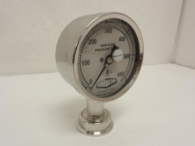 Dixon 3S-I-15U-GF-BT-SS; Pharmaceutical Pressure Gauge; 0~600Psi