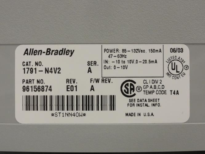 Allen-Bradley 1791-N4V2; I/O Analog Input/Output Module; 120VAC