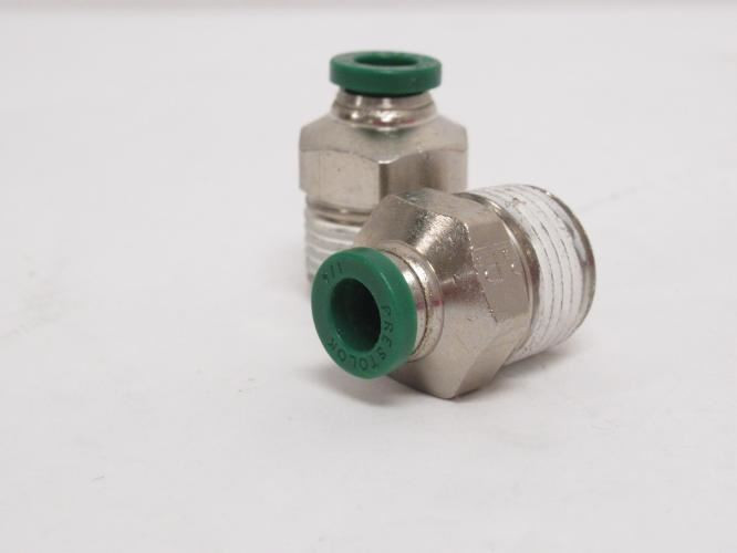 Parker W68PLP-4-6; Lot-2 Brass Male Connectors 1/4"PTC x 3/8NPT