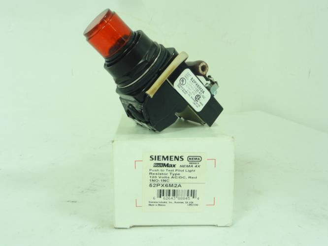 Siemens 52PX6M2A; Push To Test Pilot Lightr; 120V; LED; Red