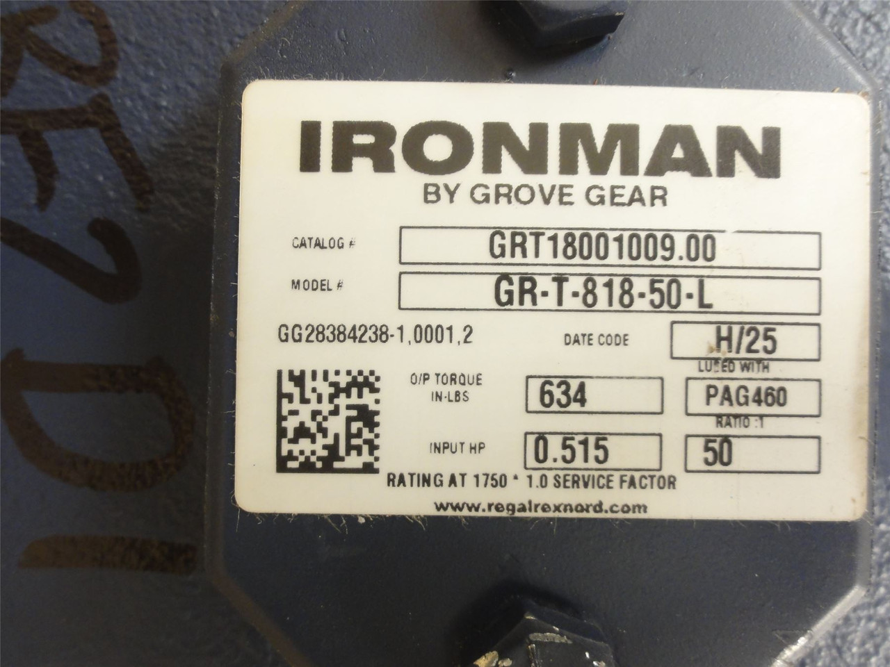 Grove Gear GR-T-818-50-L; Gearbox GRT18001009.00; 50:1 Ratio