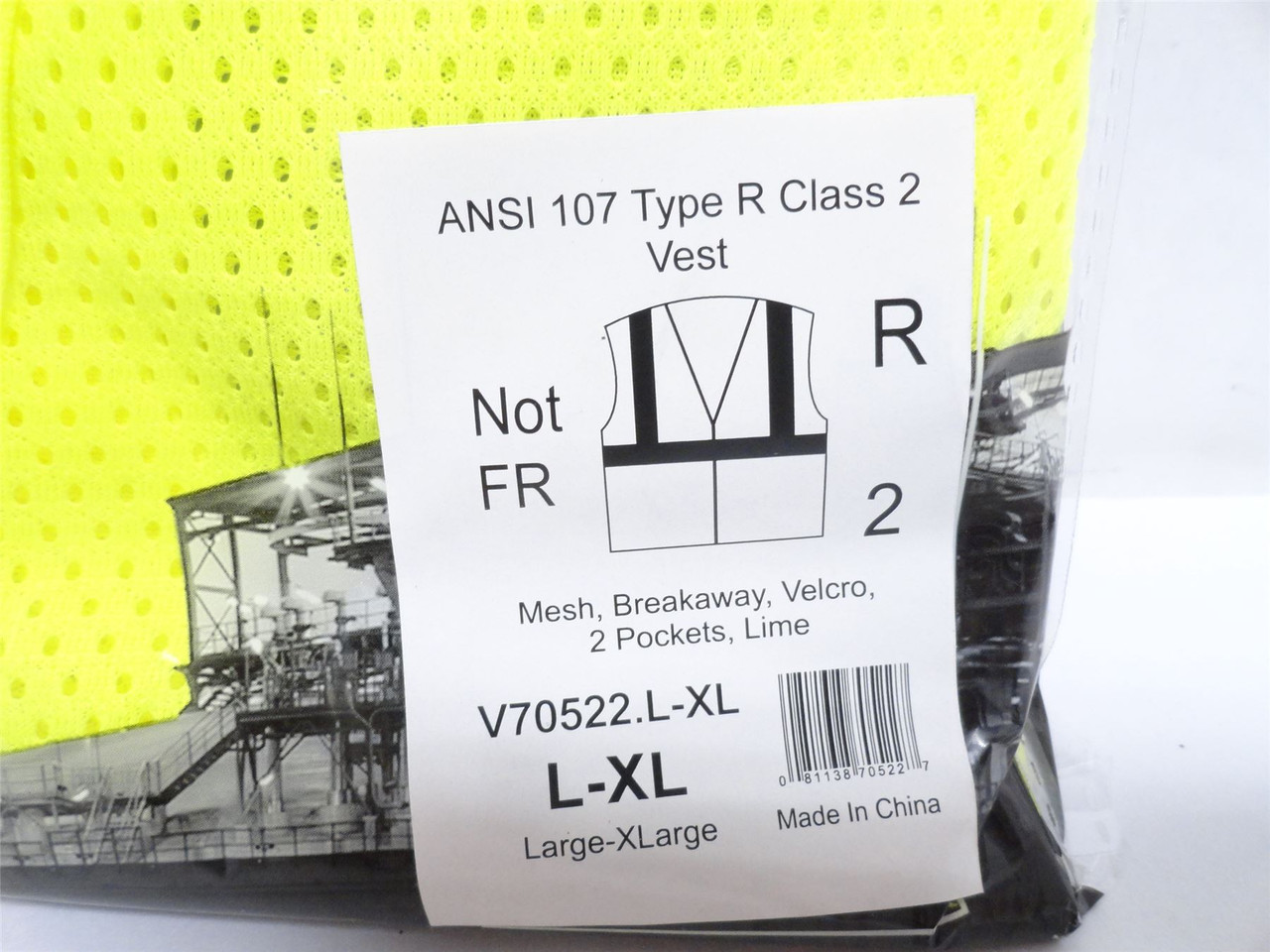 Tingley V70522.L-XL; Safety Vest; Yellow Green Mesh; L/XL