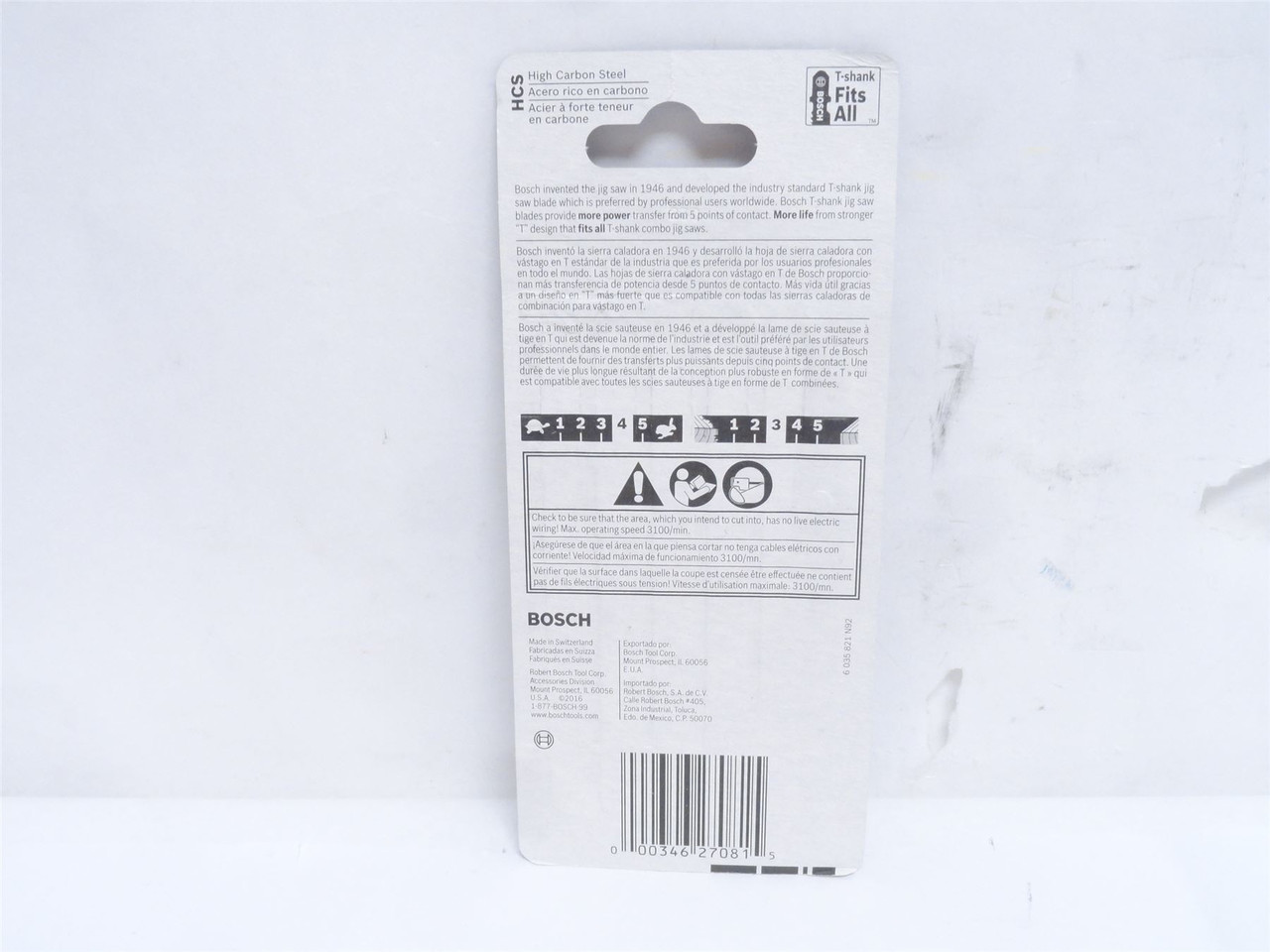 Bosch T101D; Pack-5; T-Shank Jig Saw Blades For Wood; 6 TPI