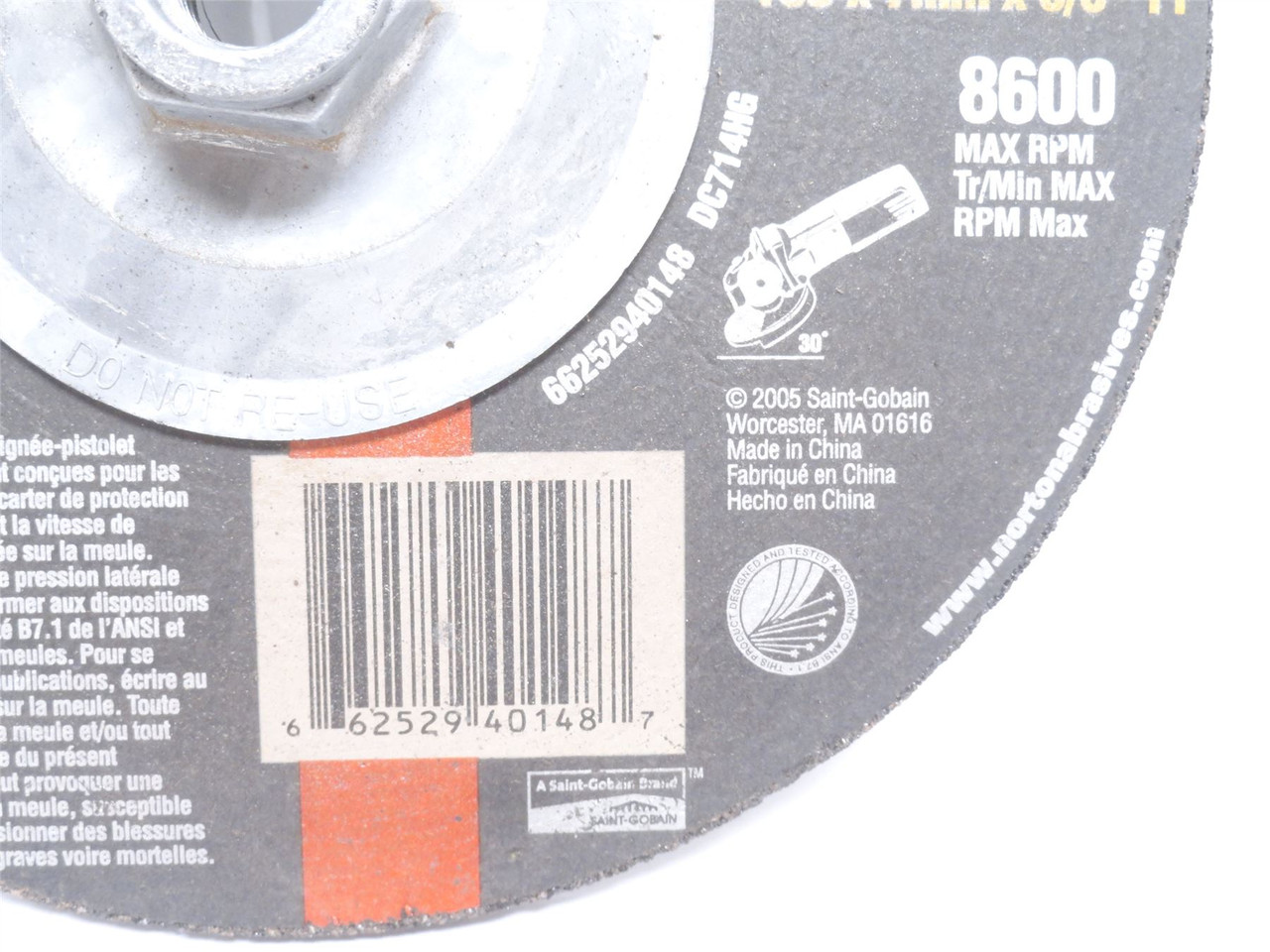 Norton 66252940148; Lot-3; Depressed Center Wheel Grinder Disk