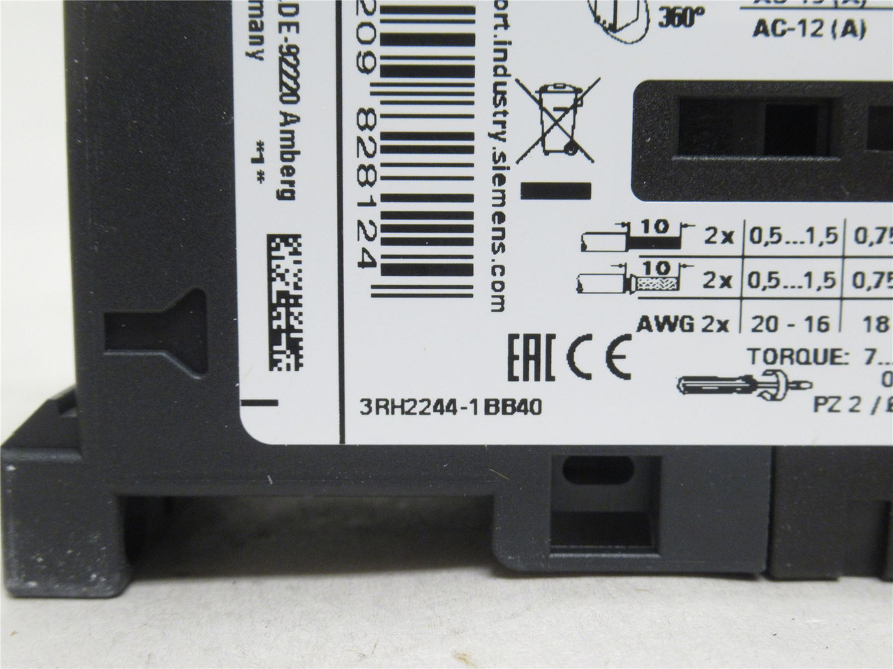 Siemens 3RH2244-1BB40; Contactor; 6A; 24VAC; Coil: 24VDC; 8P