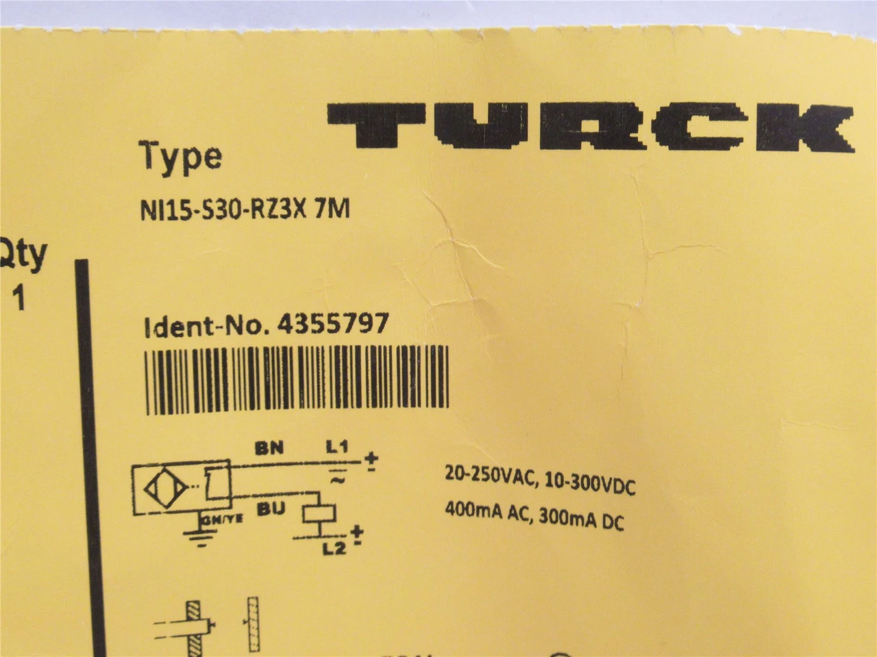 Turck NI15-530-RZ3X 7M; Prox Sensor 4355797; 20-250VAC