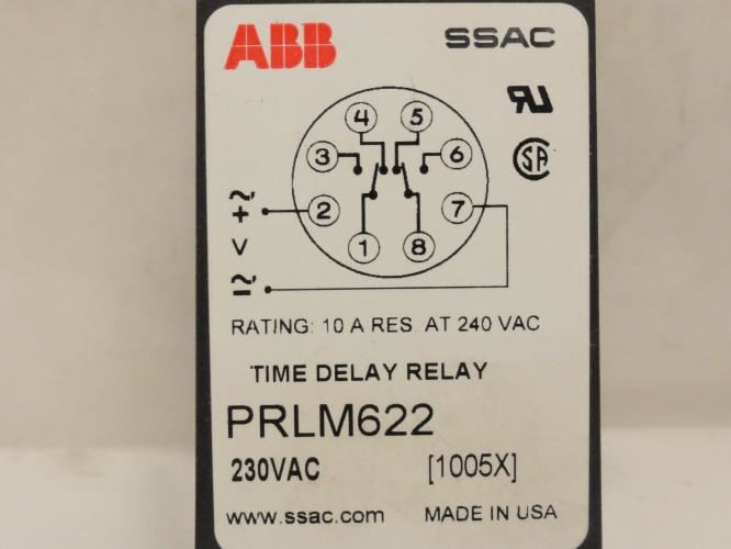 ABB PRLM622; Time Delay Relay; 230VAC; 10A; 0.1~10s