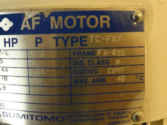 Sumitomo RNHMS01-1120RYC-AVJ1-10; Motor-Gearbox 10:1 Ratio 1/8HP