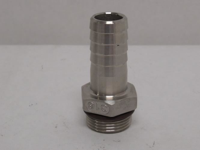 Industry-Std 3DTT3; Barbed Fitting. 3/4 BOSS x 3/4 Hose SS316