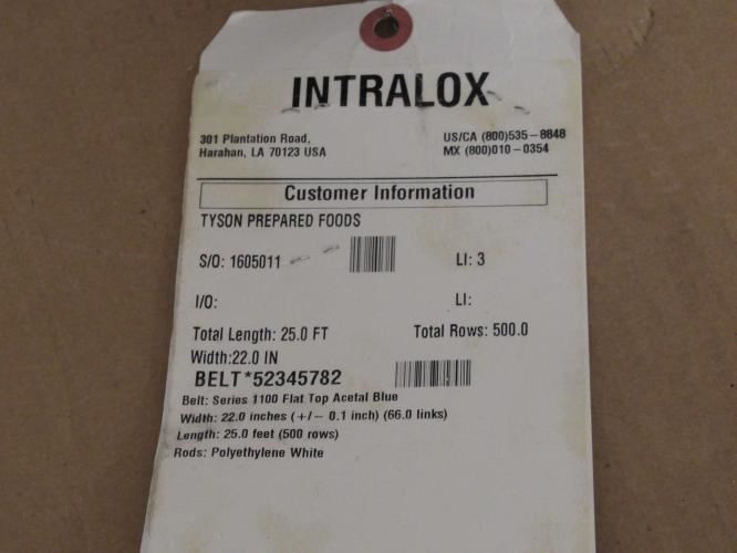 Intralox 52345782; Conveyor Belt; 4.8ft x 22" Wide