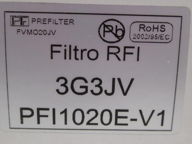 PF 3G3JV-PFI1020E; Single Phase RFI Filter 110/250VAC; 20A