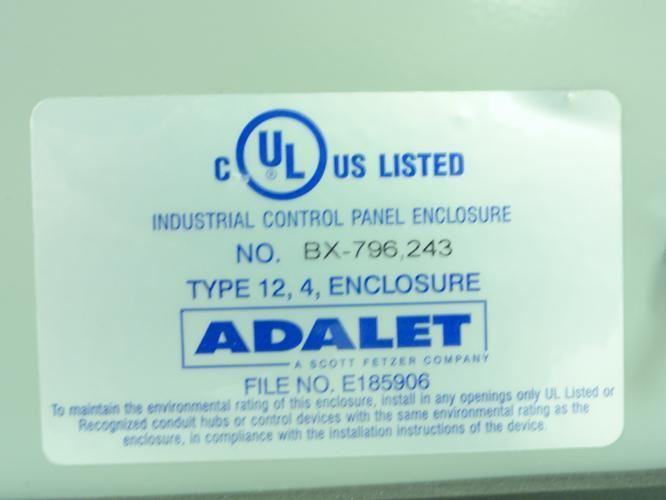 Adalet BX-796.243; Type 12;4; Enclosure; 16" x 12" x 8"